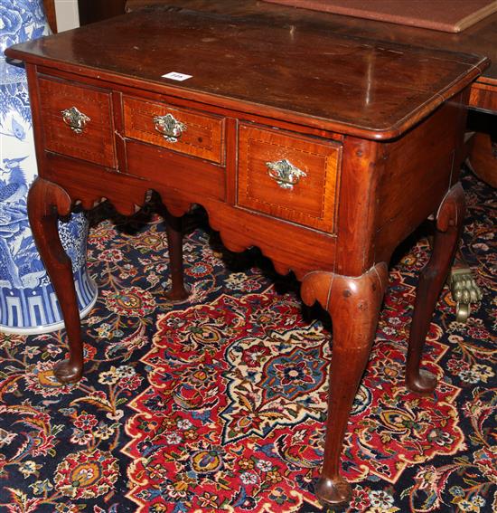 An early 18th century mahogany lowboy, W.77cms
